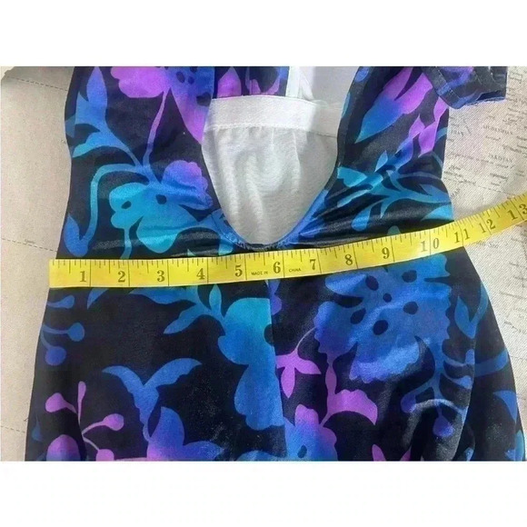 Vintage 80s 90s Maxine of Hollywood Floral One Piece Swimsuit 14 XS Vintage Size - Picture 10 of 11